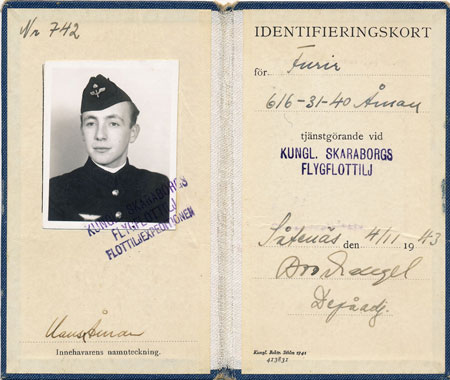 Hans Åmans ID-kort i Flygvapnet 1943.