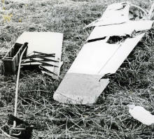 Vingspets efter Ka 6 SE-SWM. Foto: Arboga Tidning via Hans Broberg.