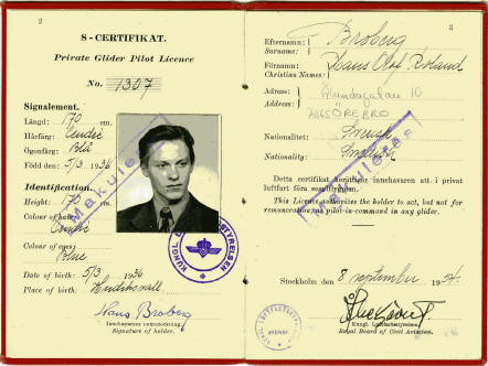 Segelflygcertifikat.