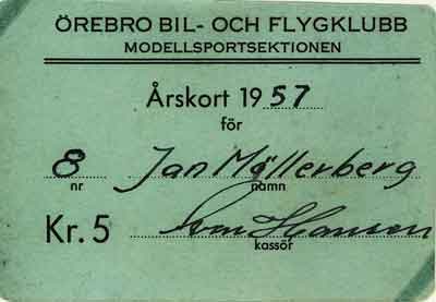 Mitt medlemskort för 1957. Foto: Jan-Peter Möllerberg.