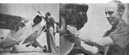 Rune Hedlund vid Aero-Frabhs första Cub SE-ASY. Foto i Nerikes Allehanda ca 10 maj 1947.