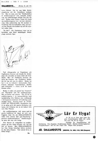 Artikeln sid 19 i Nordiska Flygtidningen 1946 nr 7.