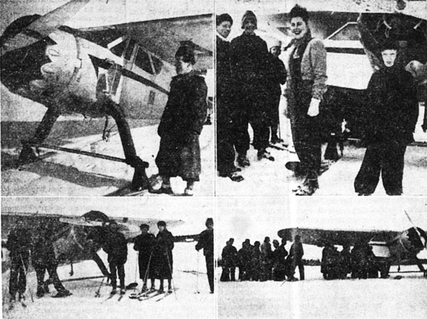 Från Anders Lundquists rundflygturné med Cessnan. Foto i Norrbottens-Kuriren 27 mar 1947.