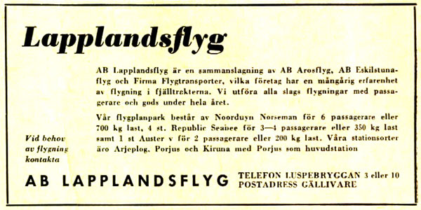 Sid 39: Lapplandsflyg bildas.
