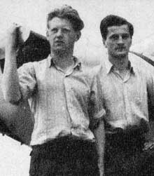 Pohlstrand och Bjärestig 1947. – Foto i tidningen Flyg